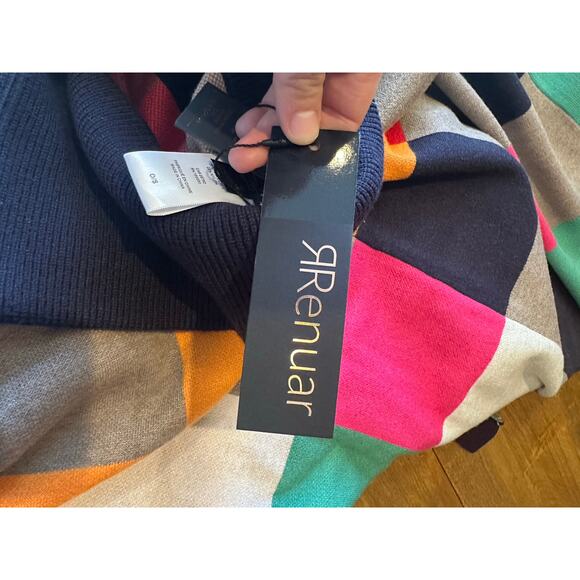 Renuar Ladies Sweater Colorful O/S Square Pattern NWT - Picture 7 of 14